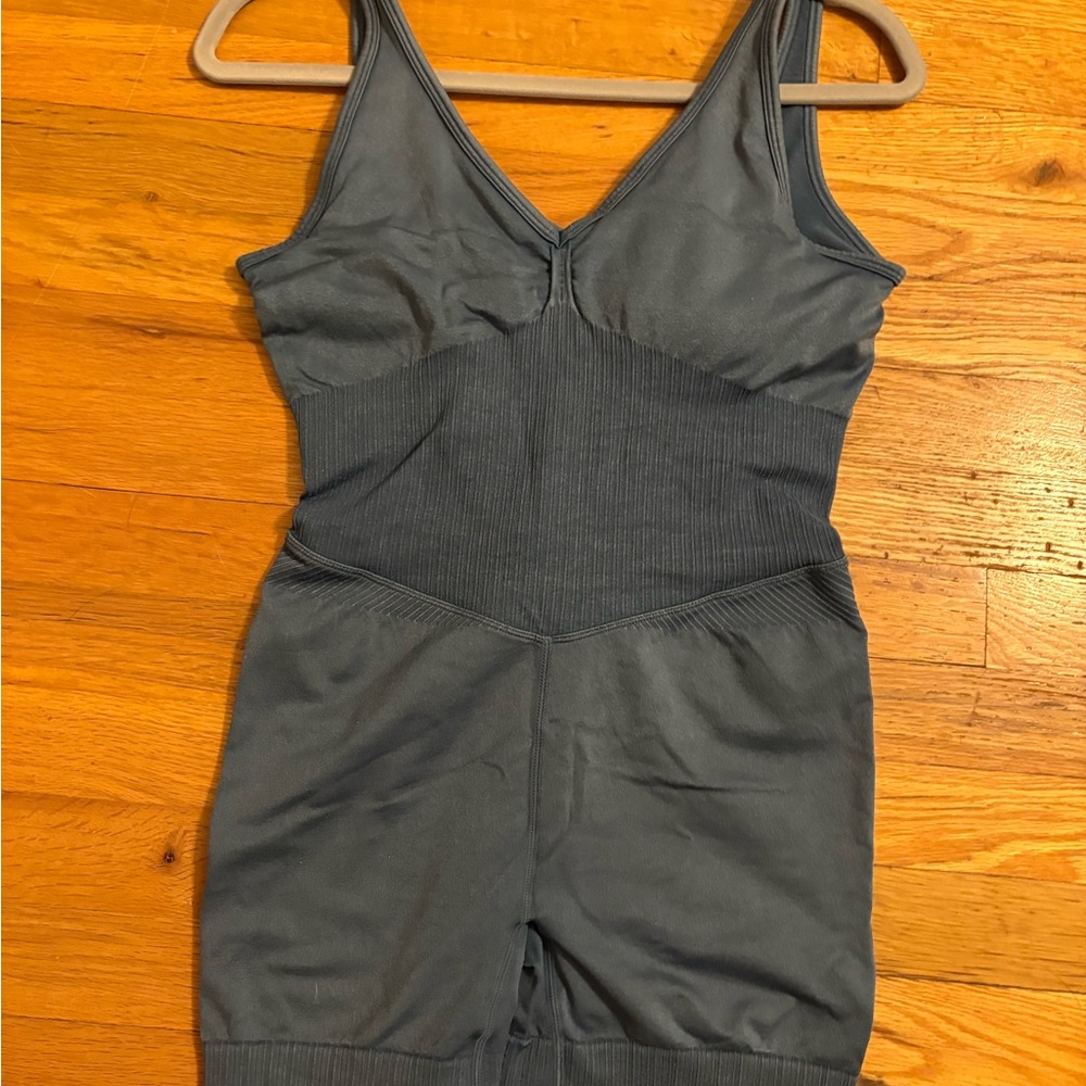 JoyLab Gray and Blue Jumpsuit Sleek Design